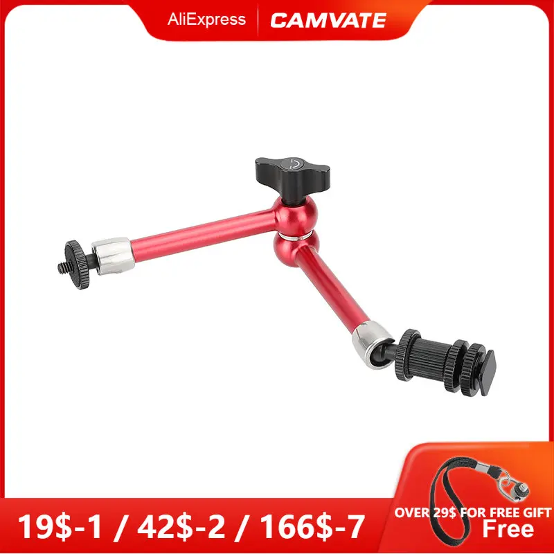 

CAMVATE Universal 11" Articulating Magic Arm Stainless Steel Made With Shoe Mount (Red) For DSLR Camera Monitor / Flashlight