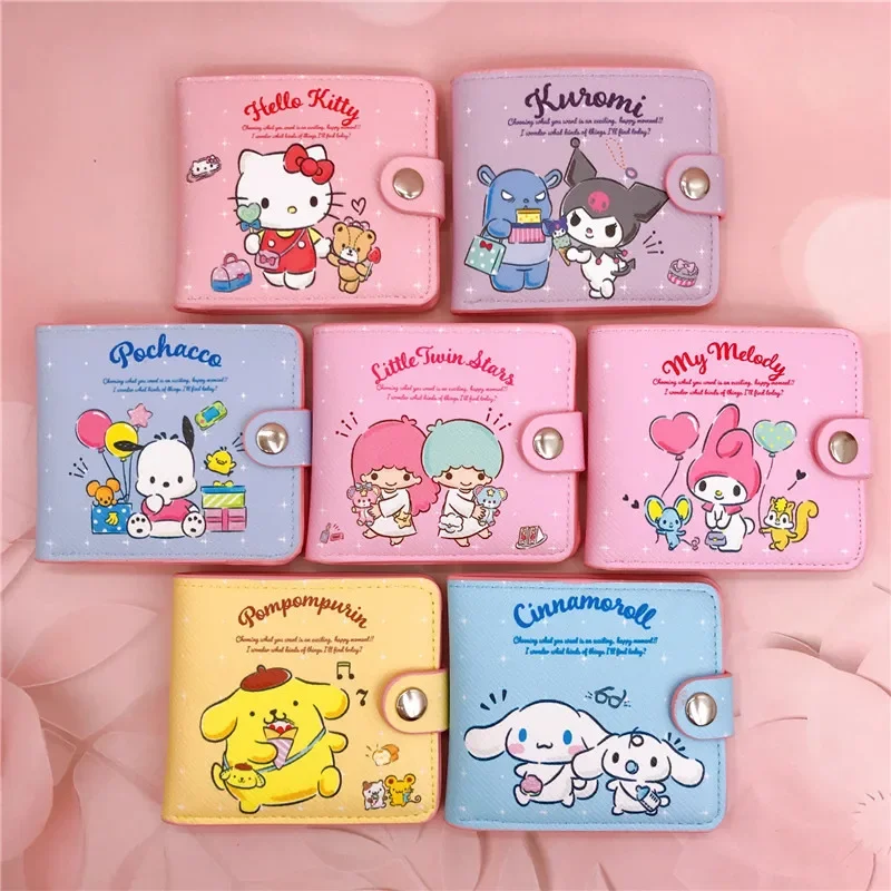 

Kawaii Hello Kitty New Pu Casual Money Bag Sanrio Kuromi Cinnamoroll My Melody Coin Purse Portable Card Holder Girls Gifts