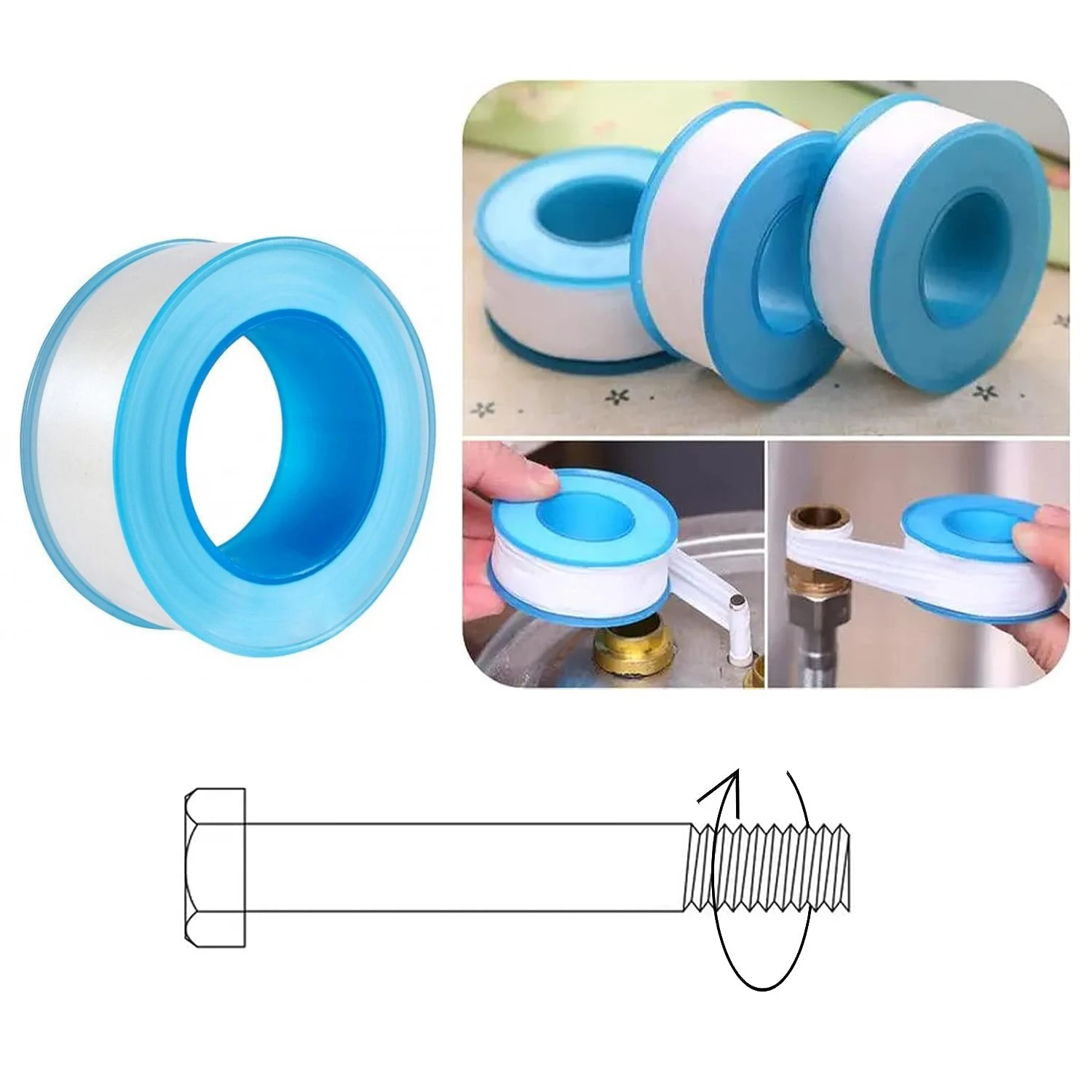 S2c696a4281ed40558c5fb7288df1b7b76 1-10 rolls of PTFE water pipe tape oil-free tape sealing tape pipe fittings thread sealing tape home improvement public pipe