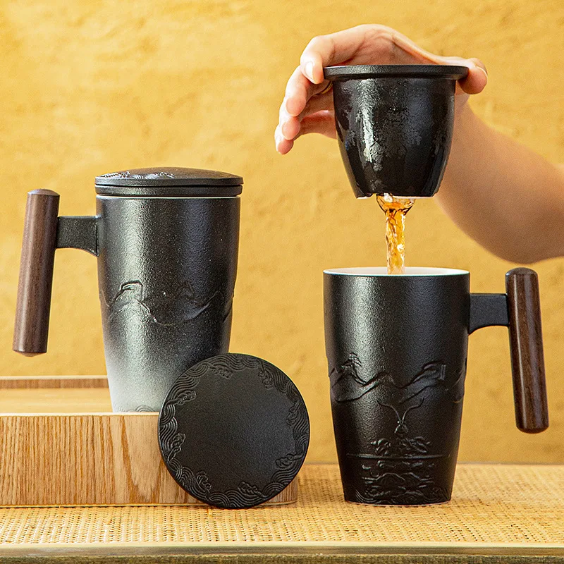 

Creative Retro Mug Ceramic Large Tea Cup Coffee Handmade Pottery Mug Cups and Mugs Business Gift Set Bol Traditionnel Chinois