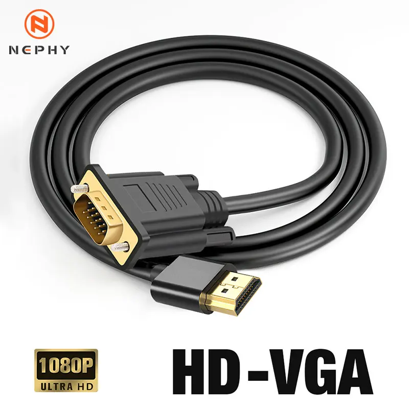 HDMI To VGA Adapter Cable HDMI-Compatible To VGA Adapter Cable 1080P HDMI-Compatible Male To VGA Male Active Video Converter Cord for PC Laptop 0.5m 10m