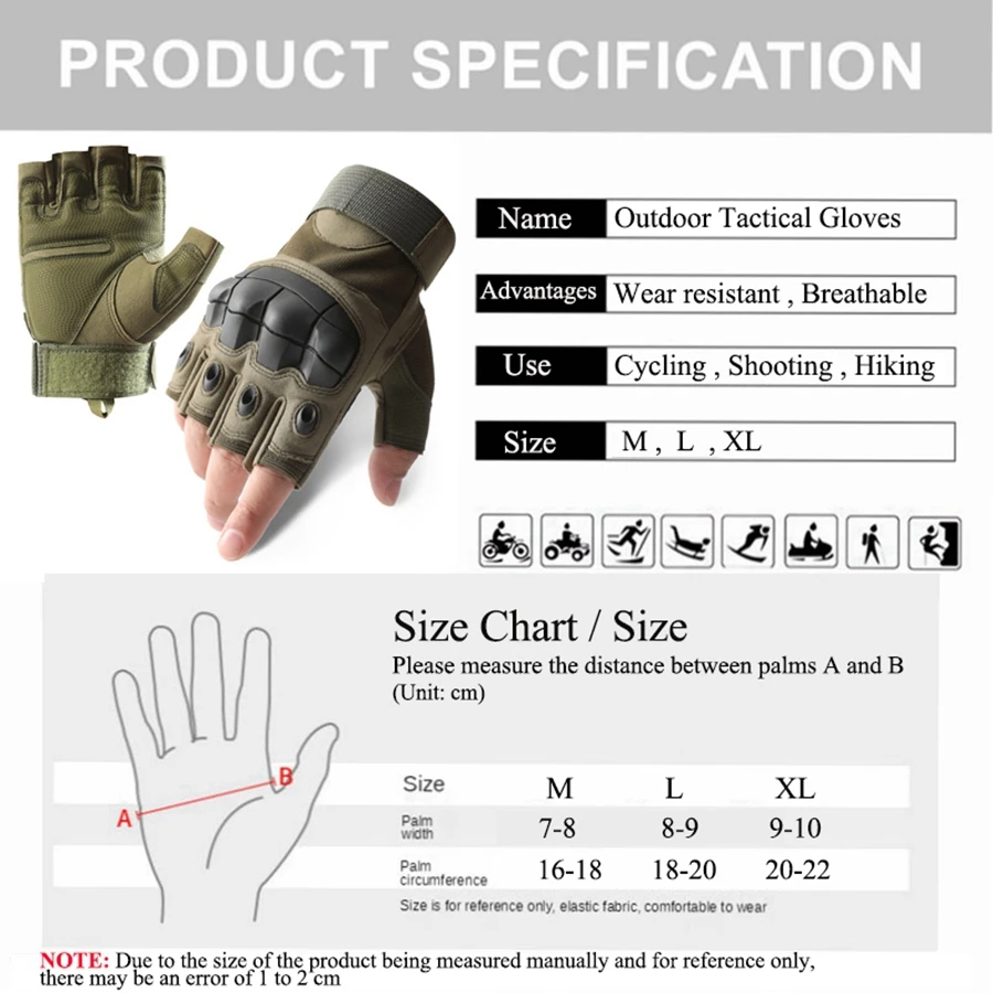 Outdoor Fingerless Gloves Hard Knuckle Paintball Riding Hiking Cycling Half Finger Gloves fingerless gloves