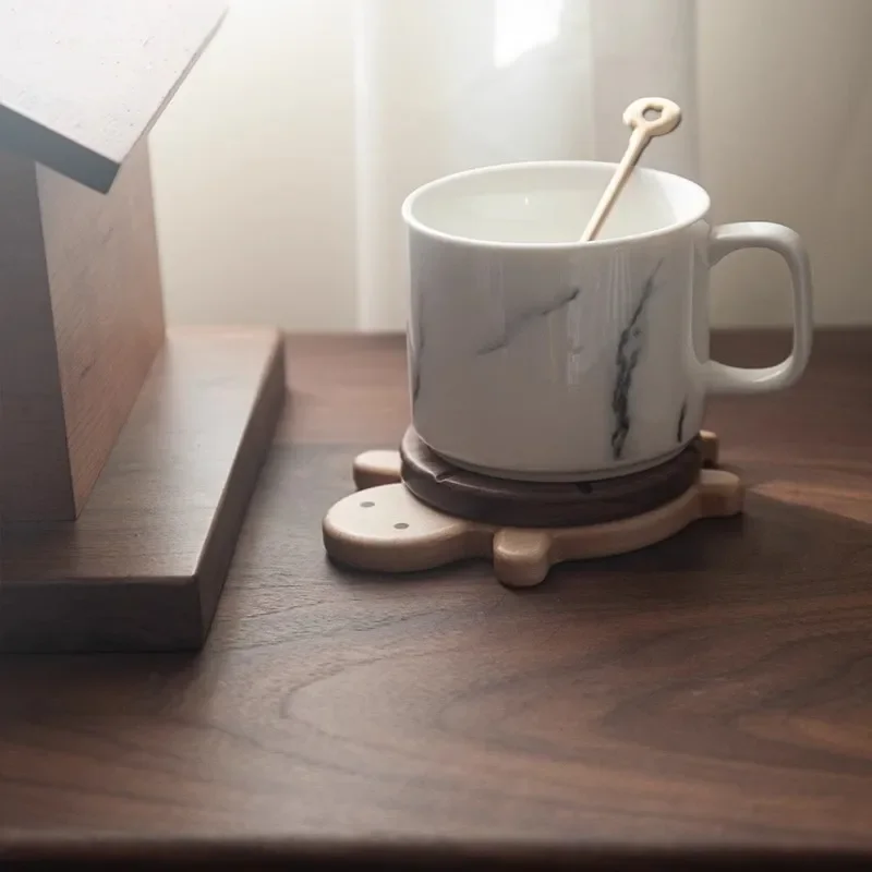 Insulation pad Creative Cute Styling Black Walnut Solid Turtle Coaster Wooden Craft Turtle Lover Gift anti-scald table ornaments