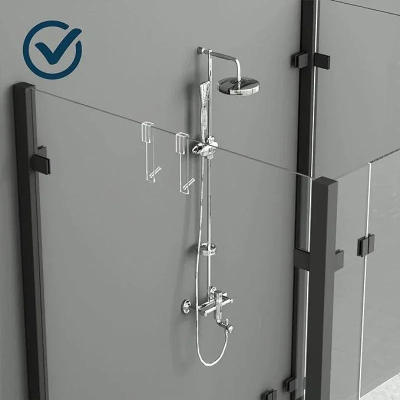 Shower Door Hooks 7-inch Clear Acrylic Extended Over Door Hooks for Bathroom 0.47-in Frameless Glass Door Tool Free Shower Towl 6