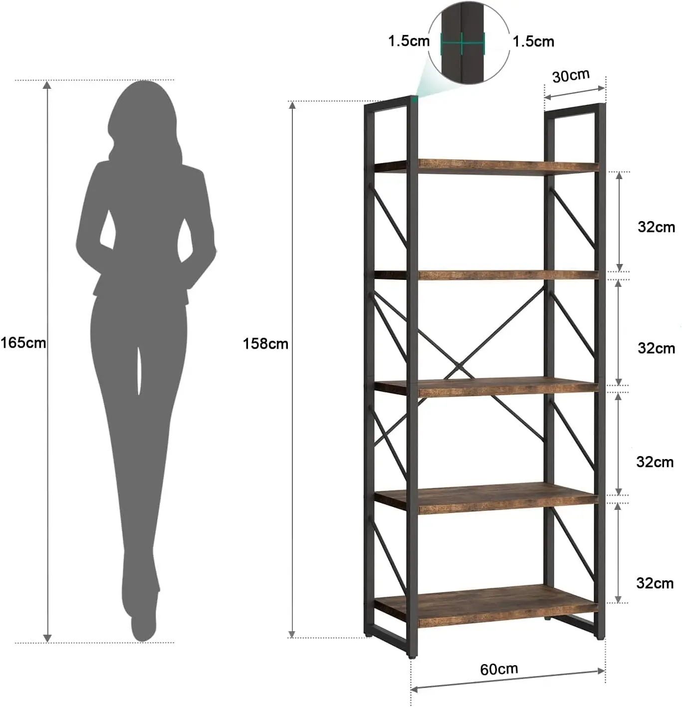 رف كتب مكون من 5 طبقات، رف كتب أبيض حديث كلاسيكيًا...