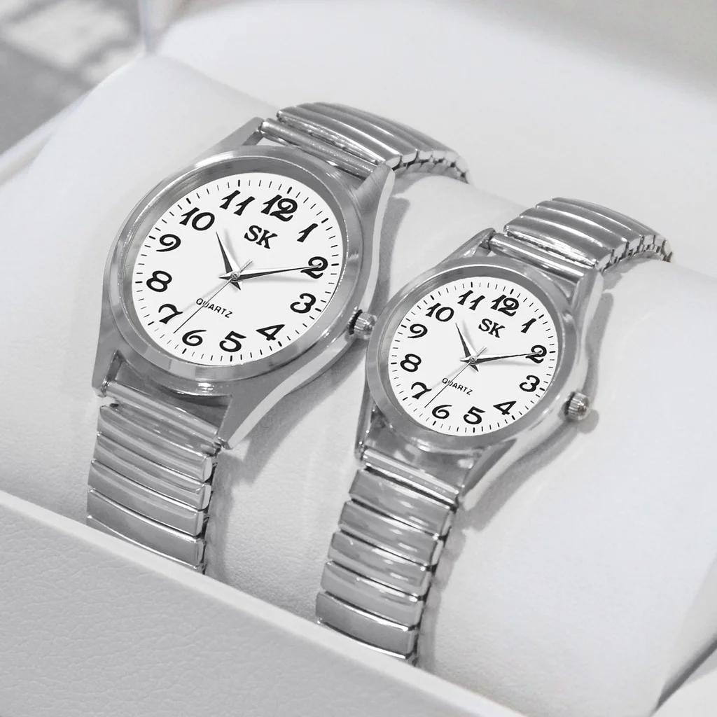 Men's Women's Bussiness Watch Couple Watch Set Romantic Bohemian Style Elastic Strap Quartz Watch Set (Box Not Included)