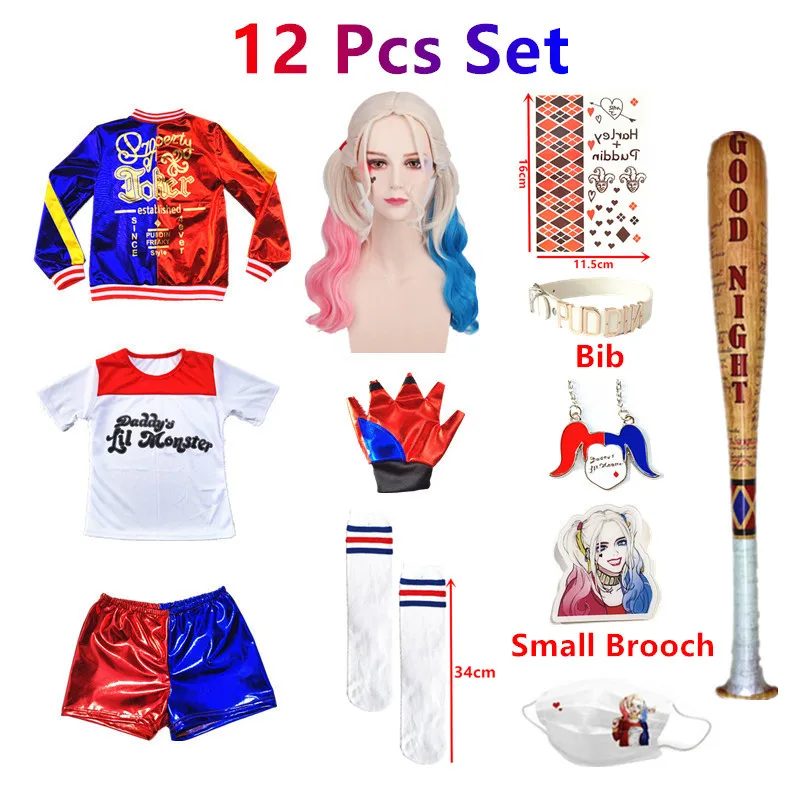 Fantasia Arlequina Adulta Clothing Joker Birds of Prey Girls Harleen  Quinzel Custume Jacket Suicide Squad Dread Party Cool Set