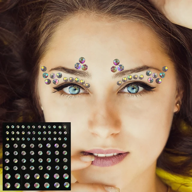 Boho Glitter Rhinestone 3D Crystal Face Eye Stickers Bohemia Tribal Style  Party Make Up Accessories