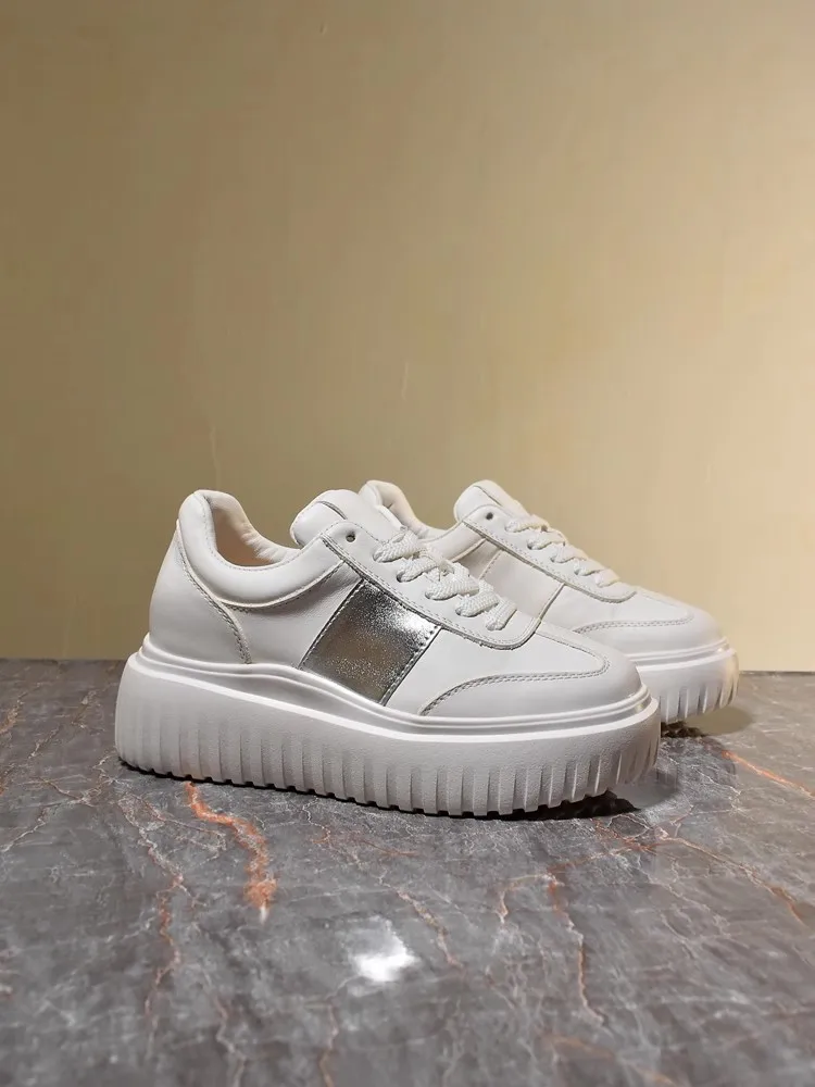 Women Internal Height Increasing Pumps Fashion Thick Bottom Casual Shoes Lace Up Versatile Spring Ladies Platform Walking Shoes 4