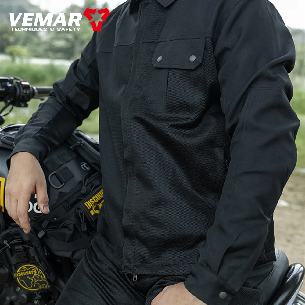 VEMAR Men Motorcycle Jacket Upgraded Summer Breathable Jacket CE Protective Retro Black Motorbike Motorcyclist Mesh Clothing motorcycle jacket motorcycle clothing