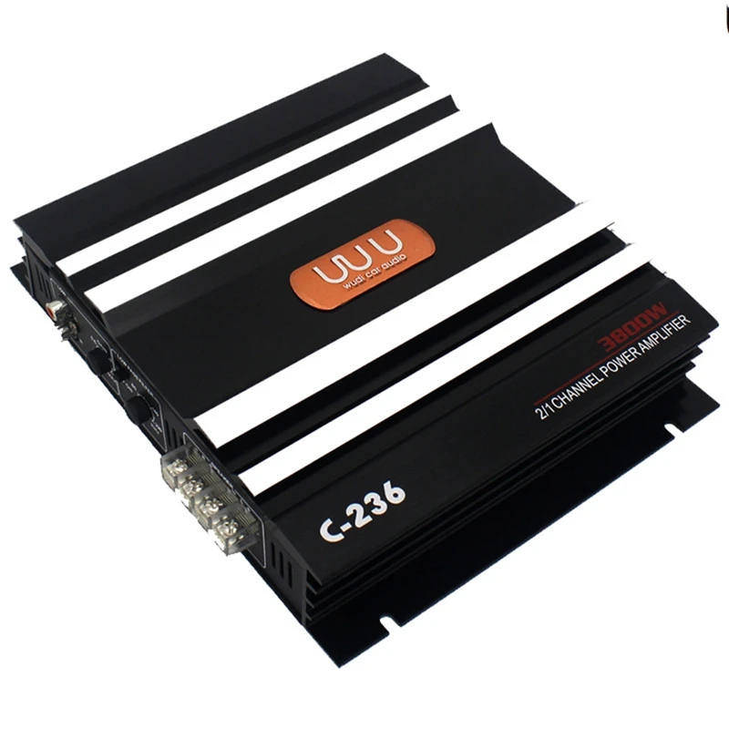 

3800 W Car Amplifier 2 Channel Black Aluminum Alloy High Power Car Stereo Audio Power Amplifier For Car Subwoofer Durable