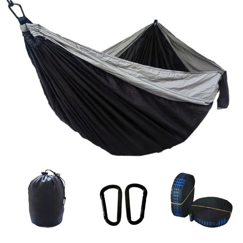 Single Person Portable Outdoor Camping Hammock camping hammock With Nylon Color Matching Hammock High Strength Parachute Fabric Hanging Bed