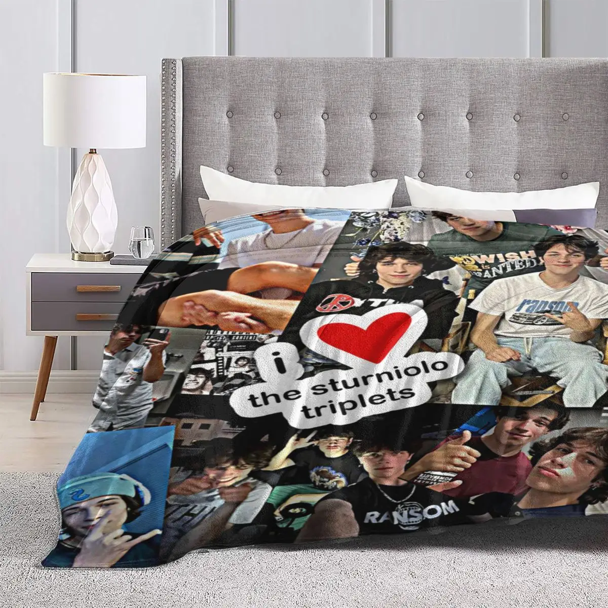 Sturniolo Triplets Blankets Handsome Boy Heart Travel Flannel Bedding Throws Warm Living Room Custom Bedspread Birthday Gift 4