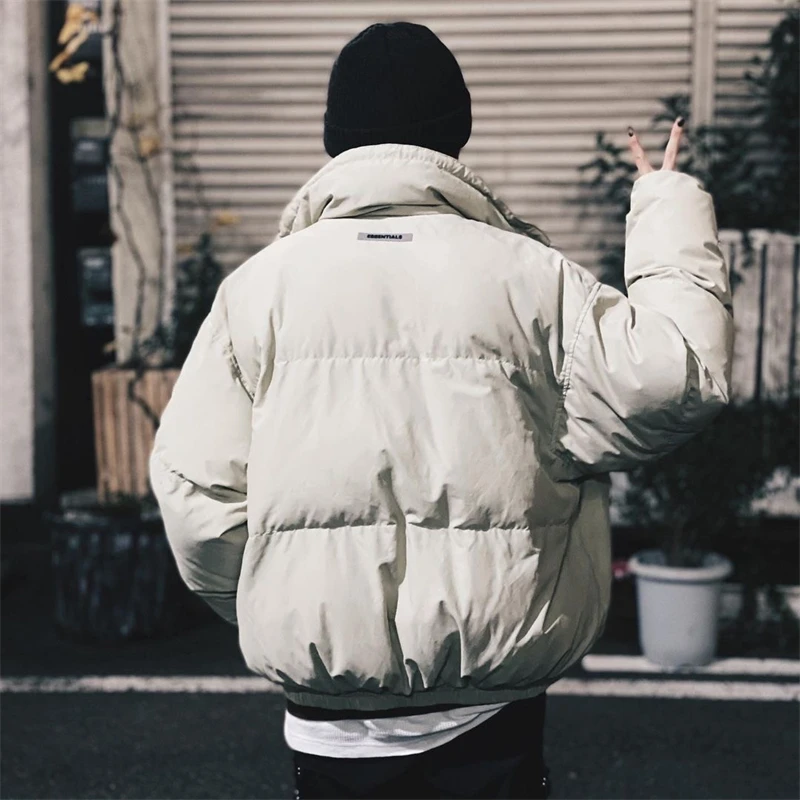

Essentials Puffer Jacket Parkas ReflectLight Men Women 1:1 High Quality Heavy Fabric Unisex Velvet Thicken Down Coats Winter