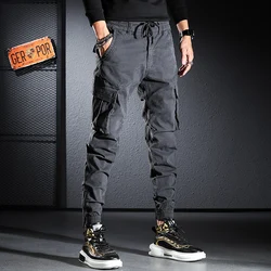 Streetwear Fashion Men Jeans Elastic Loose Fit Big Pocket Casual Cargo Pants Hombre Zipper Designer Hip Hop Joggers Men Overalls