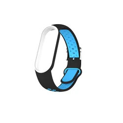 Dual-Color Breathable Silicone Smart Watch Strap Replacement Bracelet (Black blue)