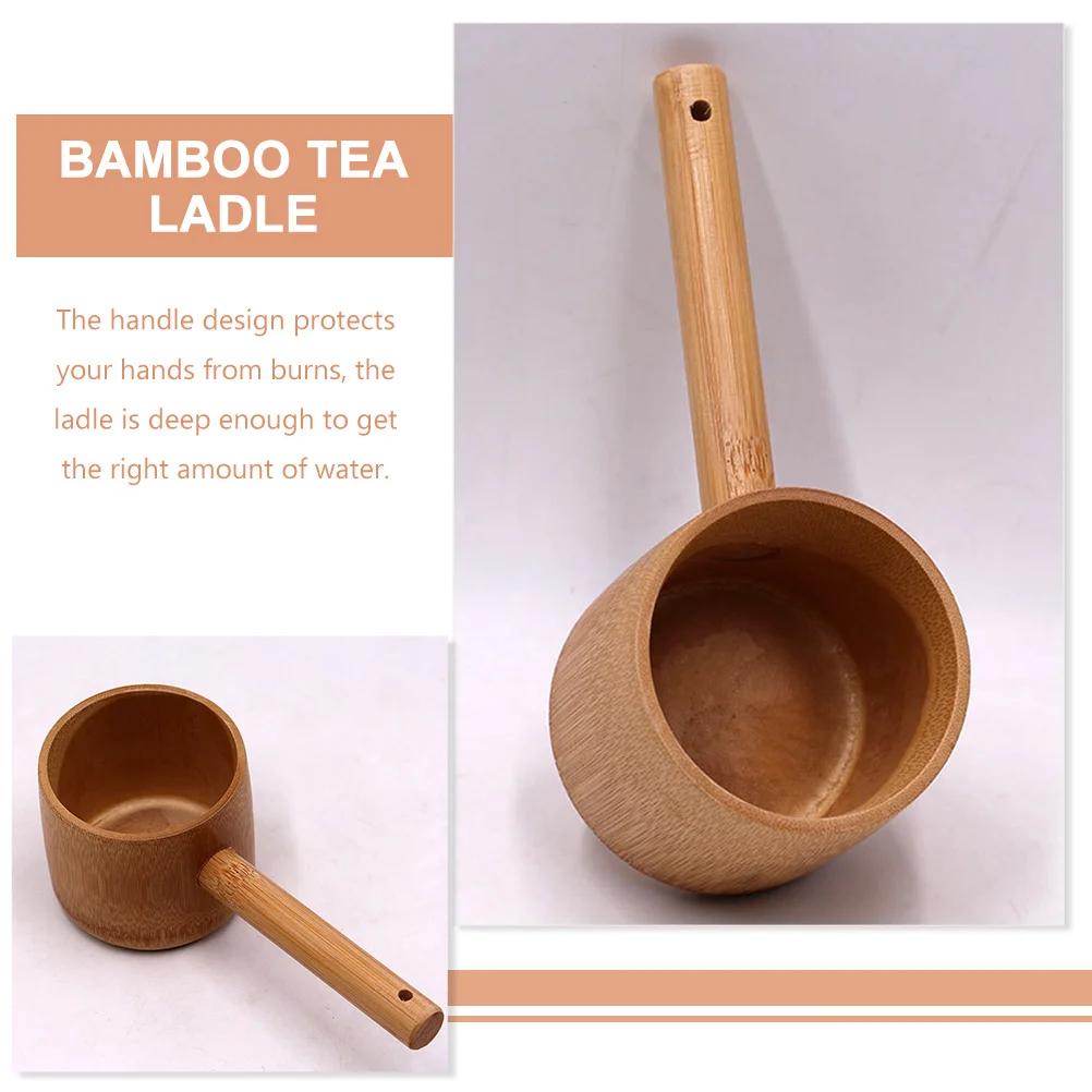 Wooden Scoop Ladle Spoon Bamboo Tea Ladle Bath Dipper Water Scoop Shampoo Cup Bath Spoon Home wooden scoop spoon
