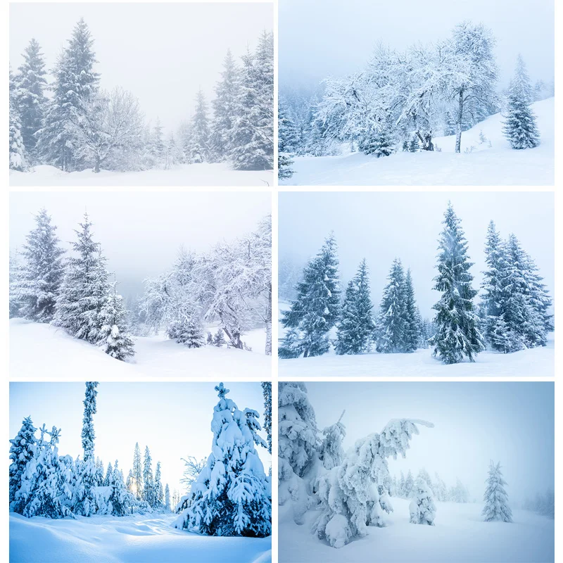 

SHUOZHIKE Christmas Day Photography Backdrops White Snow Scenery Pine Mountain Winter Photo Studio Background Props QS-72