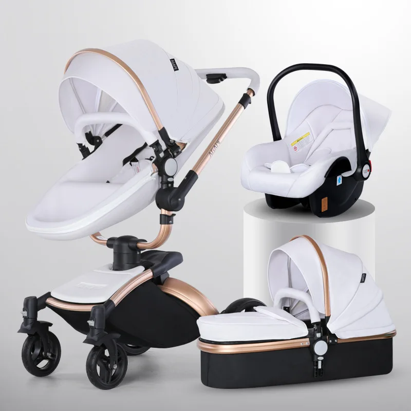 HZPXSB 3 sur 1 Poussette bébé Nouveau-né élevé Paysage de Luxe Chariots de  Luxe à Deux Voies bébé Pram léger Pliant en Cuir PU (Color : Gray 3 in 1) -  Boutique en ligne 100% fiable.