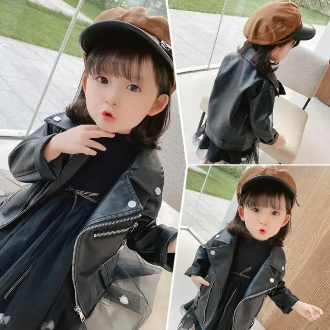 Kids Jackets Girl Faux Leather Faux Leather Jacket Baby Girls 2023