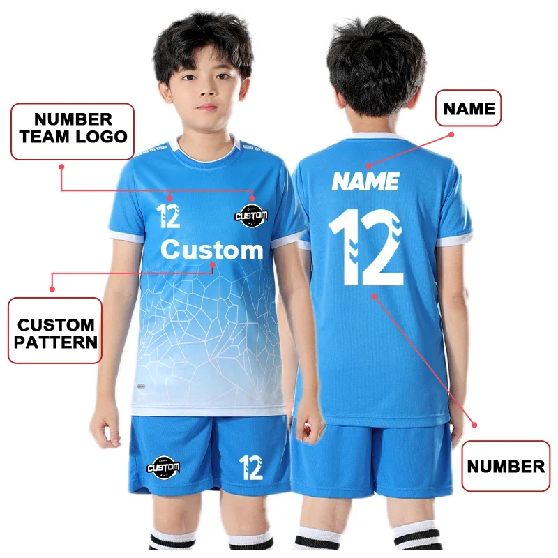 Youth Soccer Jersey Set - Kids Short Sleeve Football Uniform Kit