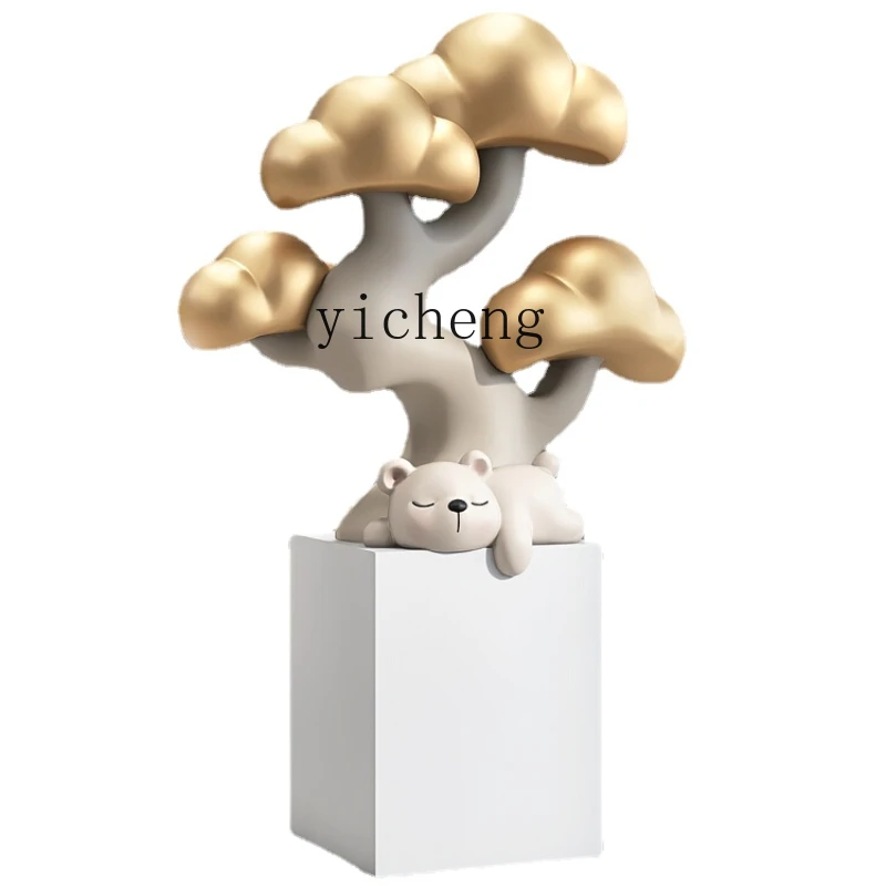 

Zk Living Room Floor Stand Decoration Home Ornament Hallway Pachira Macrocarpa Sculpture Shop Opening Gifts