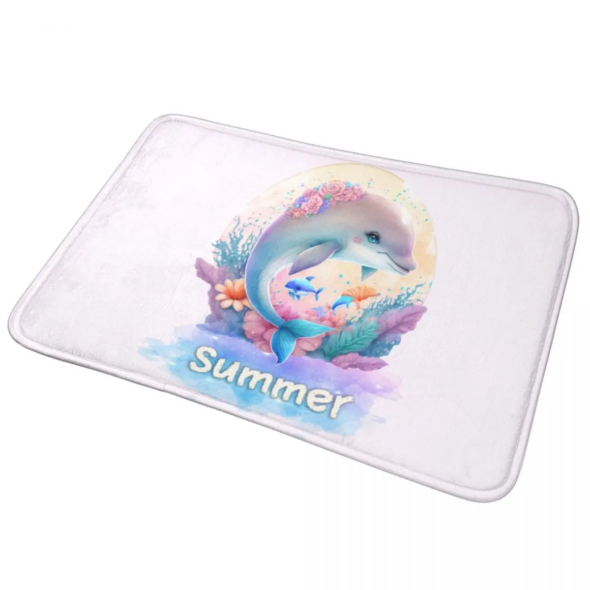 

Summer Dolphin Name Doormat Anti-skid Super Absorbent Bathroom Floor Mats Home Entrance Rugs Kitchen Carpet Outdoor Footpad