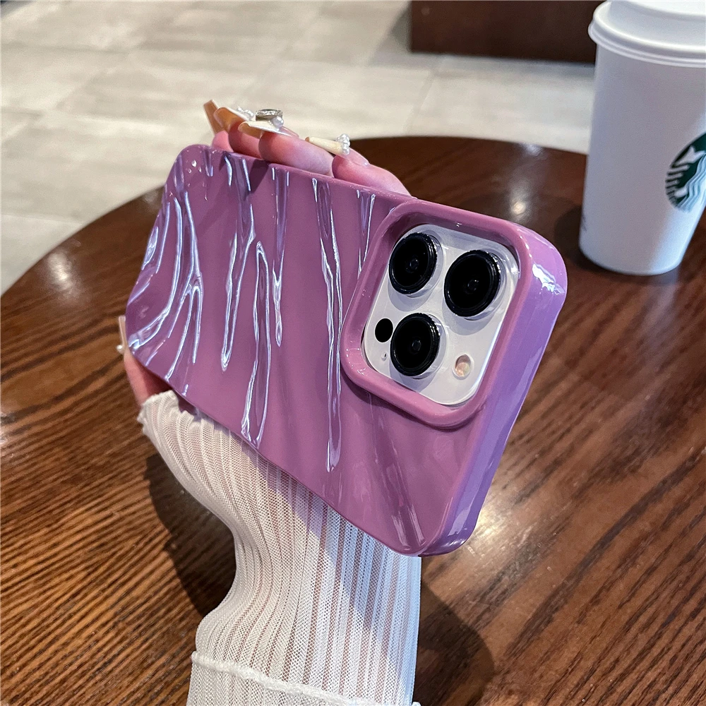 Luxury Curly 3D Wavy Pattern Candy Color Soft Shockproof Phone Case