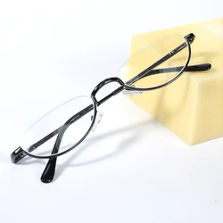 Vintage Round Gray Frame Anti Blue Light Reading Glasses with Spring Hinges - +275 (Gun)
