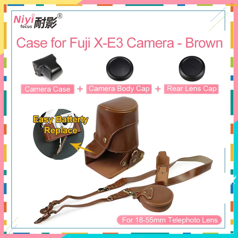 

PU Leather Camera Case for Fujifilm XE3 X-E3 Full Body Protect Bag Bottom Opening Change Batterty for Fuji X-E3 XE3 Camera
