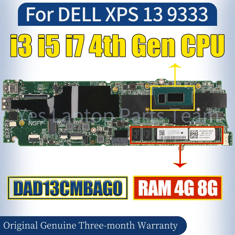 DAD13CMBAG0 For DELL XPS 13 9333 Laptop Mainboard i3 i5 i7