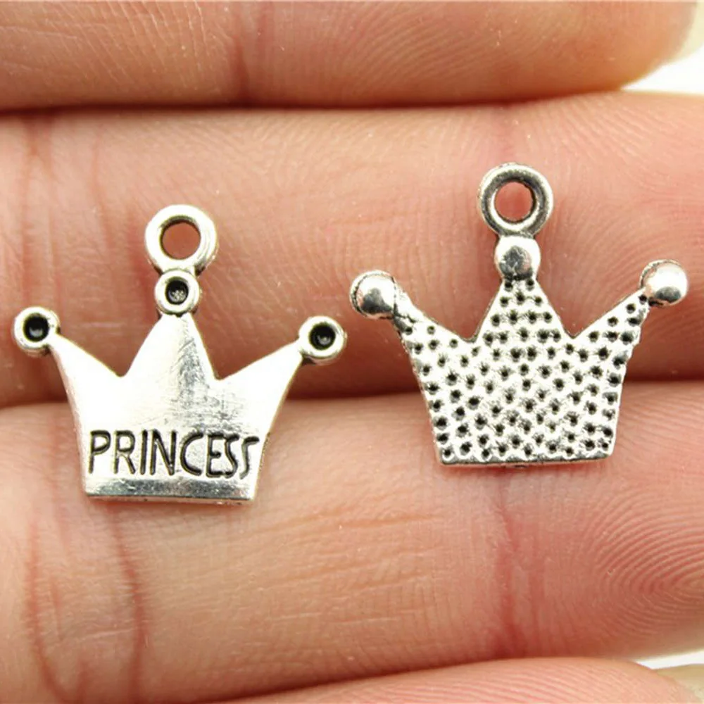 

WYSIWYG 20pcs 17x19mm Antique Silver Color Princess Crown Charms For Jewelry Making