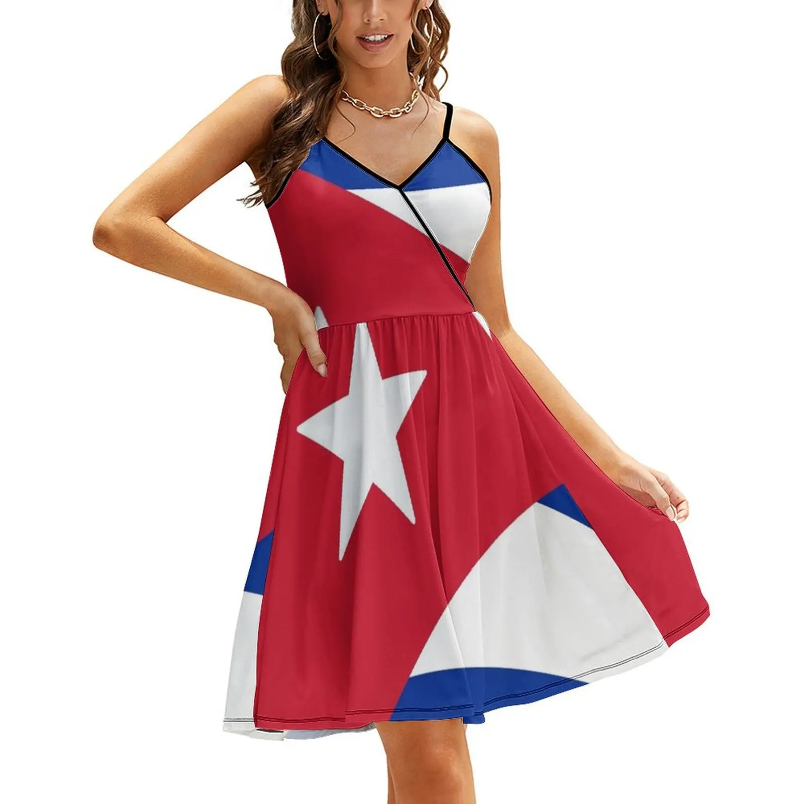

Cuban Flag Sling Dress beach outfits for women women's dresses luxury Women's skirt sexy dress for women