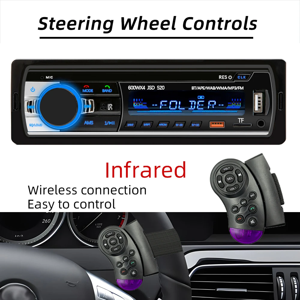 1din MP3 Bluetooth Car Radio Stereo Player with USB/SD AUX Input