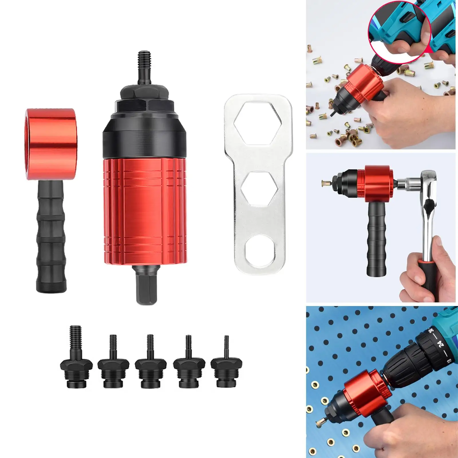 Electric Rivet Nut Gun Adapter M3 M5 M6 M8 Automatic Insert Threaded Non-Slip