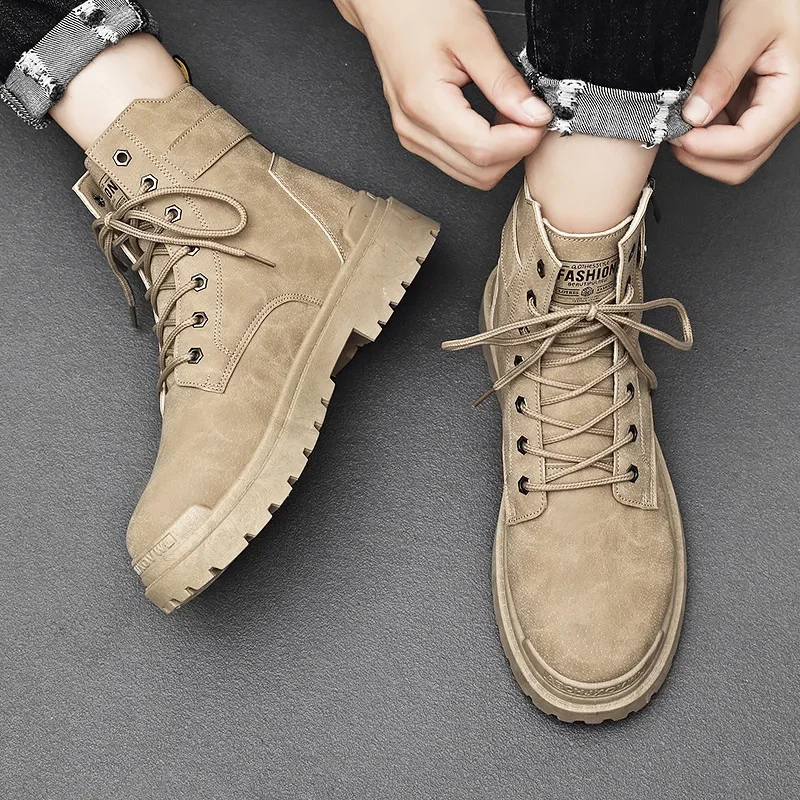

Men's Boots Autumn Work Boots Platform Boots Men's Fashion Boots Sneakers Thick Sole Hiking Shoes Motor Shoes Side Zipper Boots