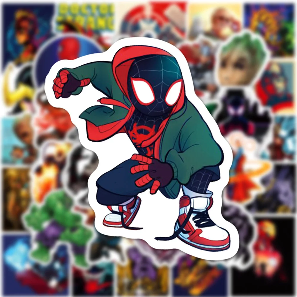 10/30/50/100PCS Disney Marvel The Avengers Stickers Toys Anime Super Hero Groot Hulk Spiderman Sticker Graffiti Phone Laptop Car 10 30 50 100pcs disney marvel vintage the avengers super hero anime stickers cartoon decal laptop car motorcycle funny sticker