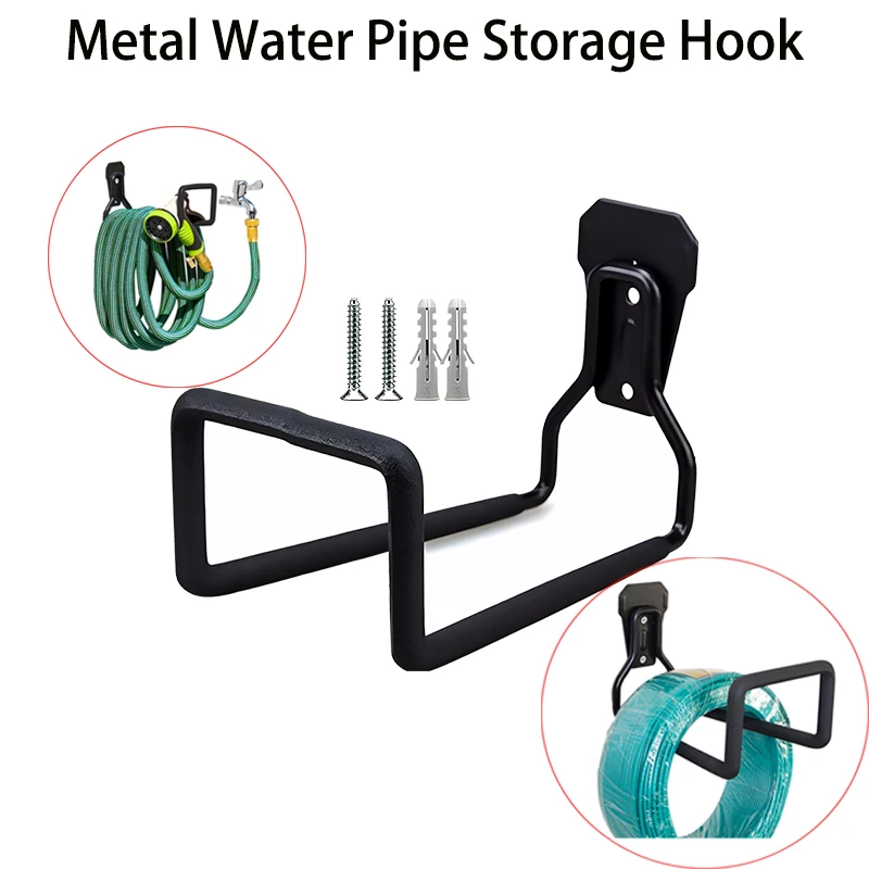 Car Metal Water Pipe Bracket Heavy-Duty Water Hose Hanger Wall Mounted Garden Hose Hook Outdoor Garage Storage Tool