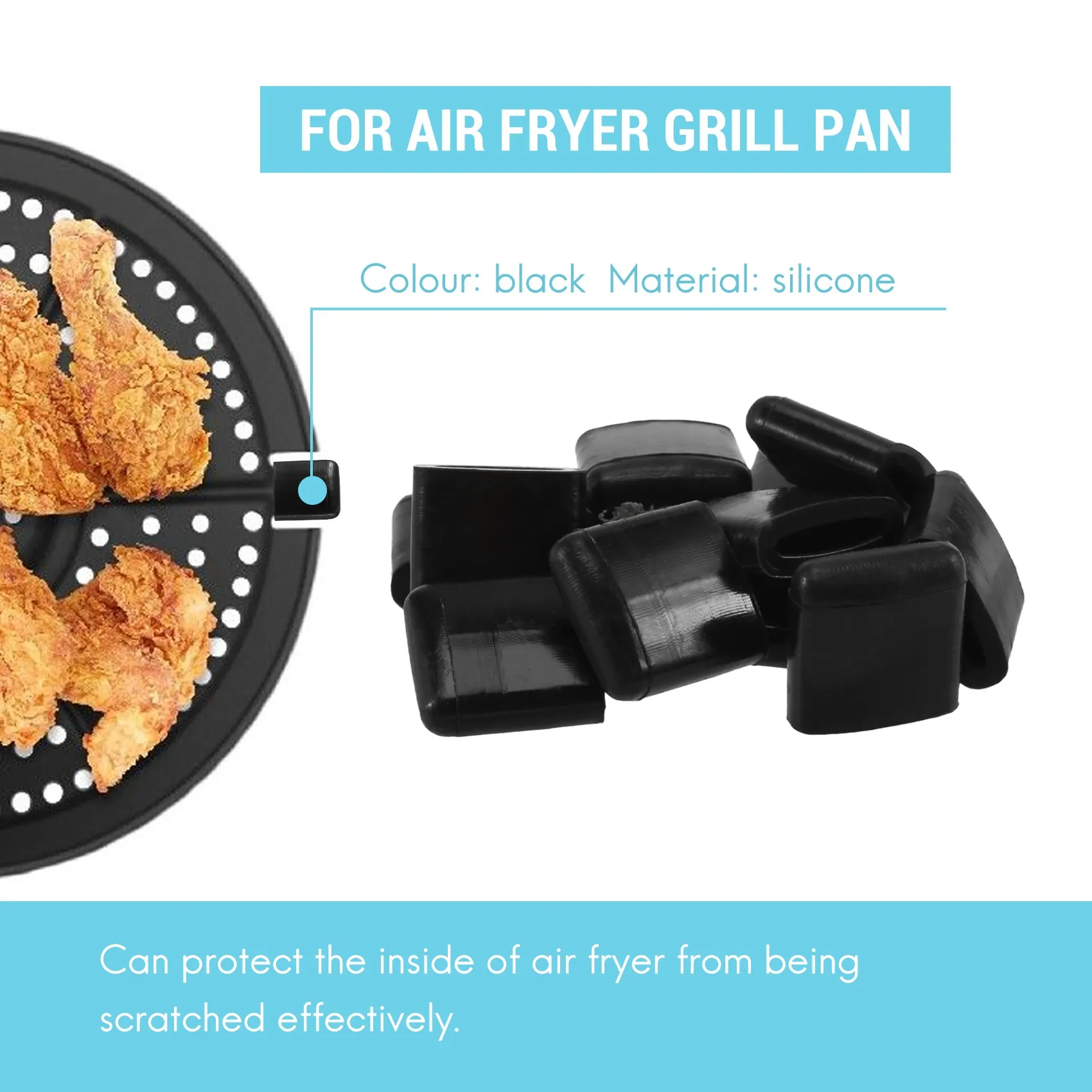 A01V-Air Fryer Rubber Bumpers,Rubber Feet,Silicone Pieces,Rubber Tips,Anti-Scratch Protective Cover For Air Fryer Tray