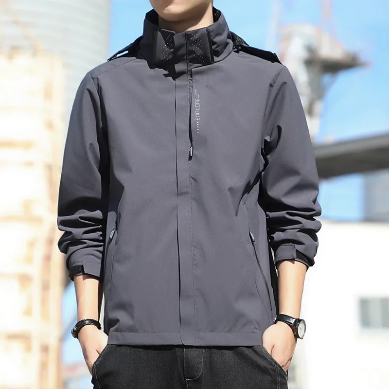 Unisex Outdoor Climbing Jacket Spring Autumn Sport Coat Couple Mountain Clothes Windproof Waterproof Detachable Hood Outerwear