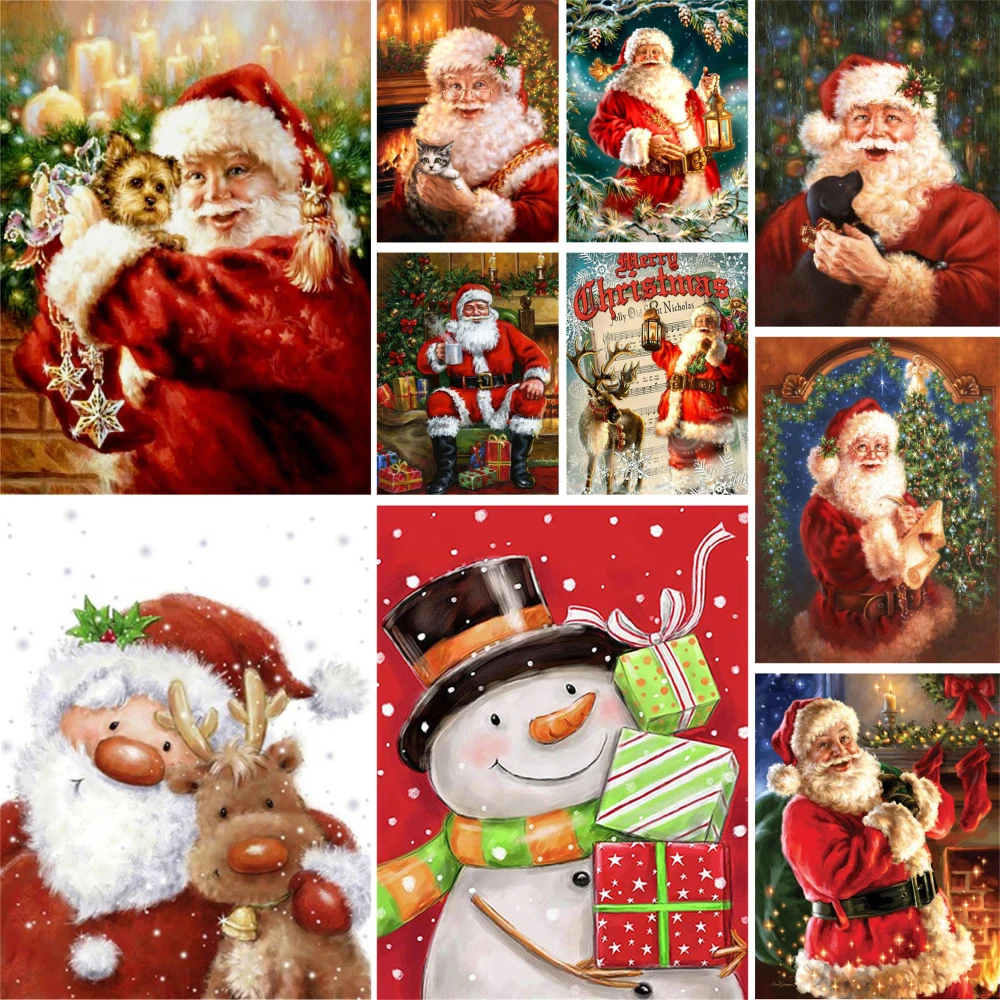Weihnachts-Weihnachtsmann, vorgedruckte Kreuzstich-Stickerei, komplettes Set, Handarbeit, Stricken, handgefertigt, Kunsthandwerk, magisches gestempeltes Design – Detail 11