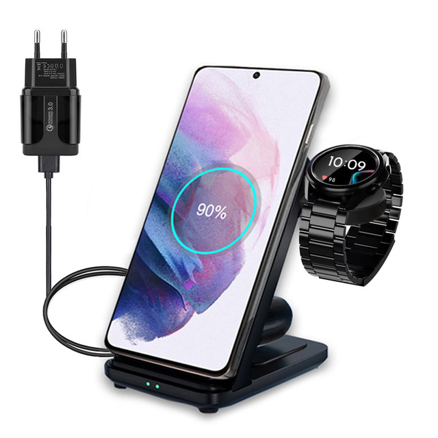3 in 1 Wireless Charger Stand For Samsung Galaxy Watch 3/4 Active 2/1 S22 Ultra S21 20 Wireless Chargers For Samsung Watch 4