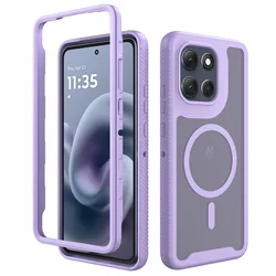 Military Shockproof Matte Magnetic Phone Case with Rugged Armor Cover - Motorola Moto G06 (Purple)