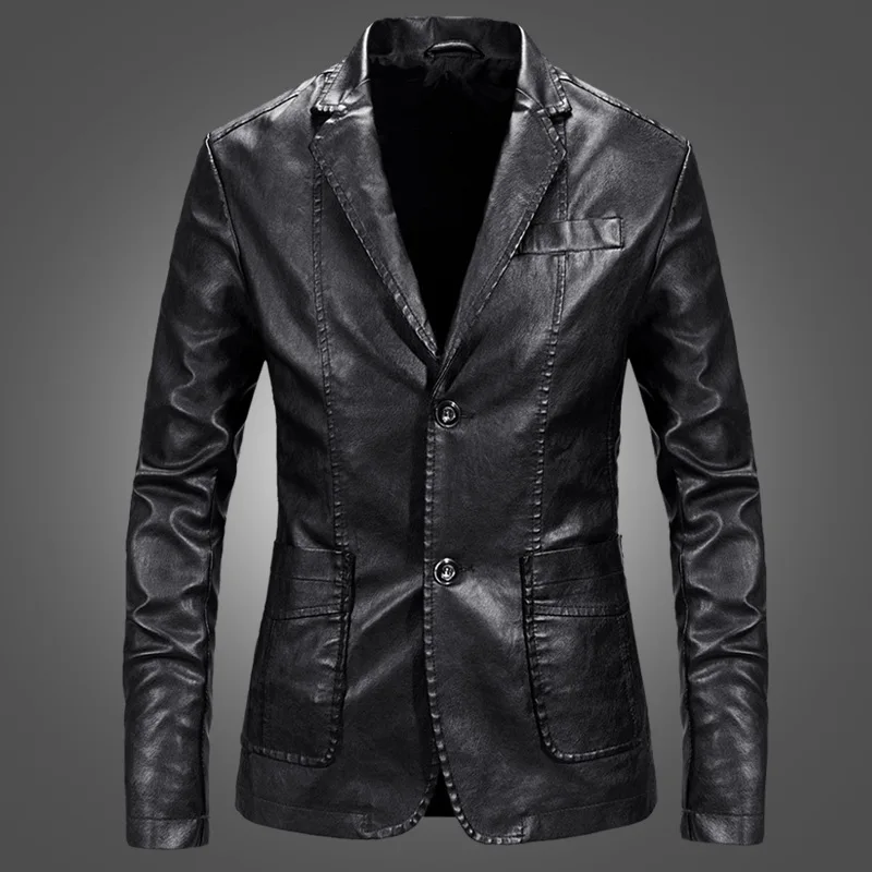 all saints leather jacket mens Men's leather skin suit 2021 new autumn high quality large size artificial leather jacket / business men's windproof jacket leather bomber jacket Casual Faux Leather