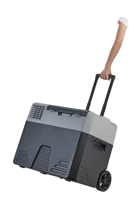 CoolRide 42L Portable Fridge Freezer 12V Portable Solar Refrigerator Trolly Wheels For Easy Transportation