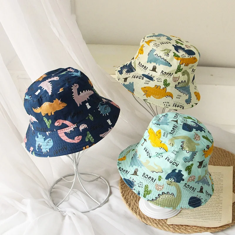 

Summer Soft Baby Bucket Hat Cartoon Print Casual Cotton Fisherman Hats Toddler Boys Girls Outdoor Beach Panama Sun Cap