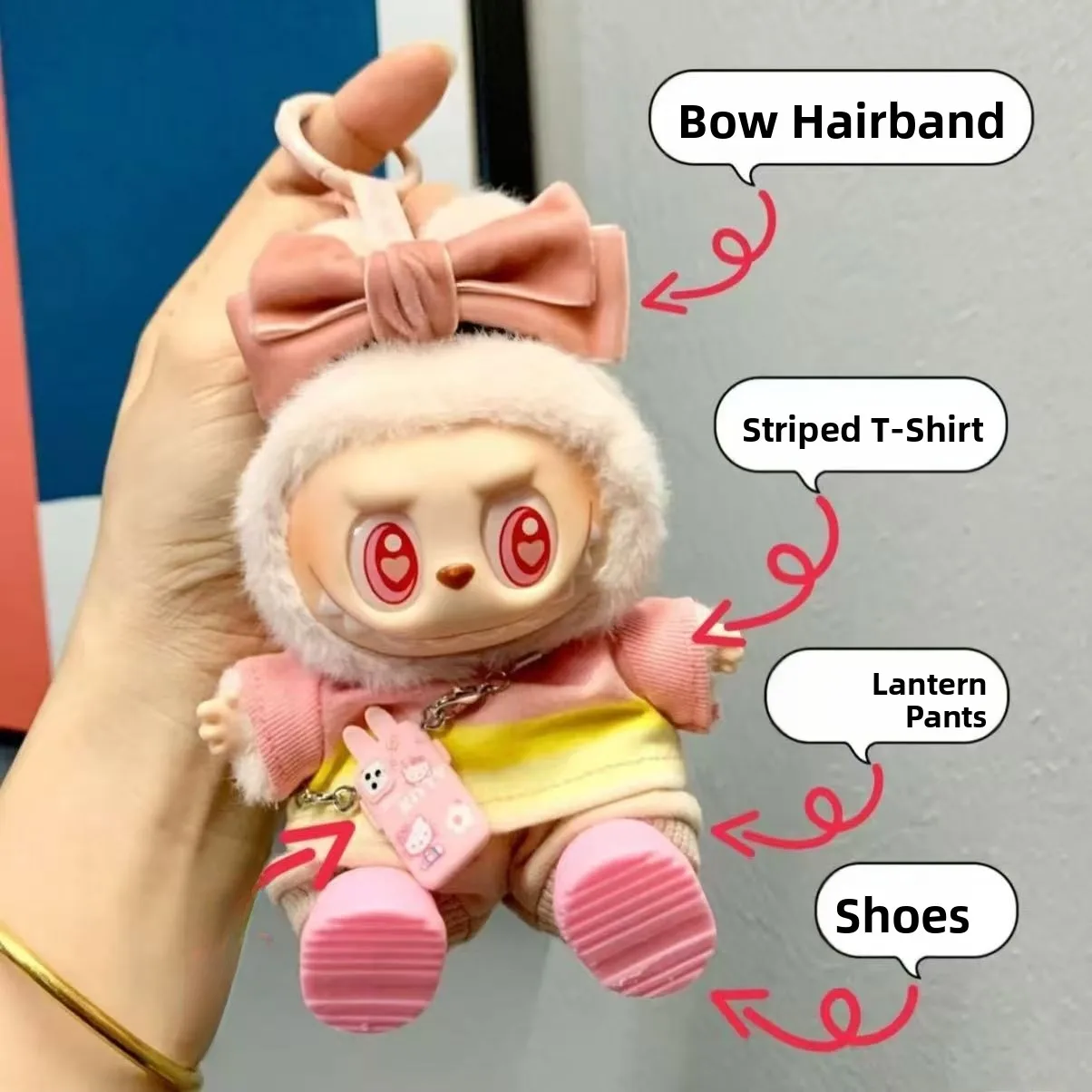 Labubu 服 GD コンサート　スーツ　Gdragon コスチューム ぬい服 17cm LABUBU ラブブ GD Gdragon 衣装 着せ替え ぬい 服 - メルカリ