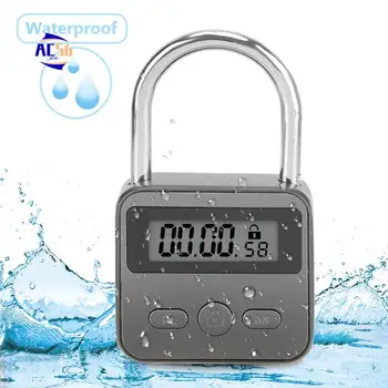 AC56-LCD Display Electronic Timer Switch USB Rechargeable Timer Padlock Travel Electronic Timer-Black 1