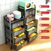 Kitchen Shelf With Drawer Multifunctional Storage Rack Fruits Vegetables Storage Cart Organizer With Wheels Bar Carts Cabinets 1