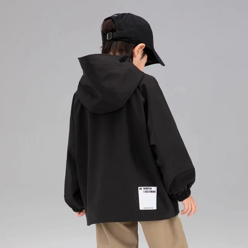 Boys Outdoor Jacket Fashion Casual Sportswear Children Hooded Hiking Jacket Out Camping Climbing Portable Clothes Parka Outwear